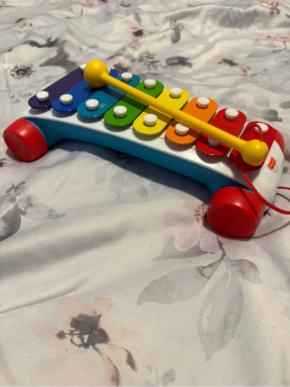 Fisher-Price Rainbow Metal Xylophone Pull Toy with Yellow Mallet